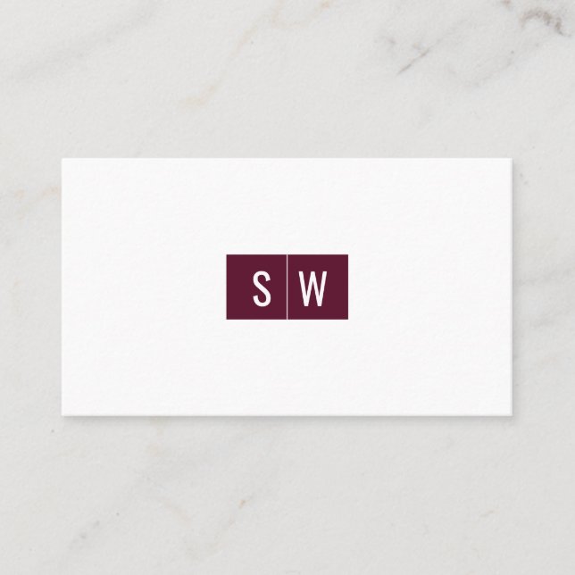 Initial Logo Minimal Modern Sleek Burgundy Business Card (Front)