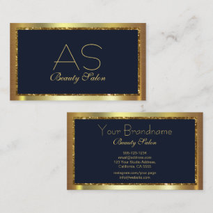 Initial Luxurious Minimalist Stylish Navy and Gold Business Card