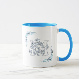 Initial "M" Blue Monogram Calm Floral Coffee Mug