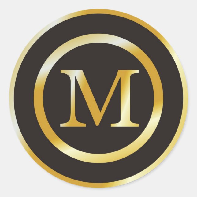 Initial M Gold Monogram Wedding  Stickers (Front)