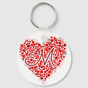 Initial M Heart Key Ring