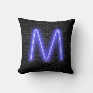 Initial M In Neon Marquee On Brick Cushion