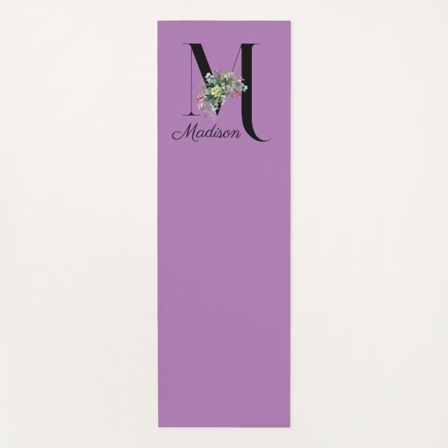 Initial M  monogram wildflower lavender Yoga Mat (Front)