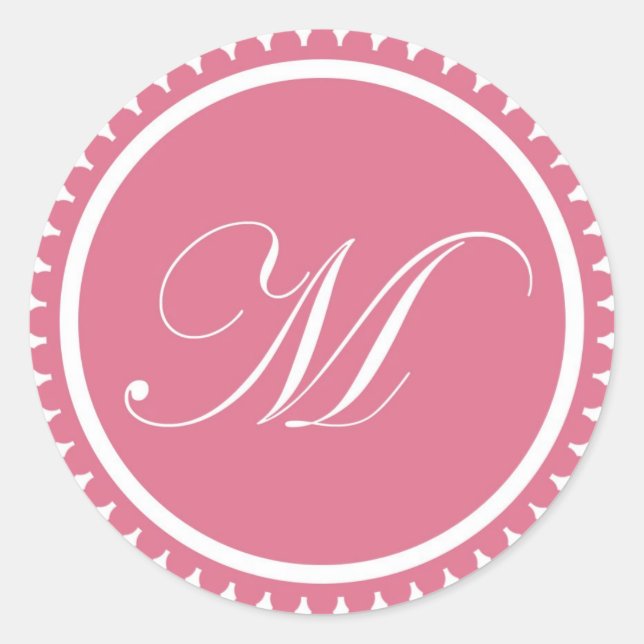 Initial M princess pink monogram seal party favour (Front)