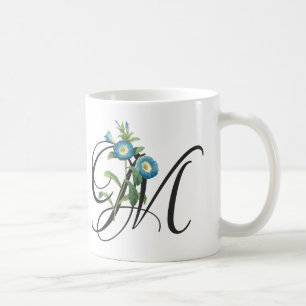 Initial M, Vintage Morning Glory Coffee Mug