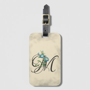 Initial M, Vintage Morning Glory Luggage Tag