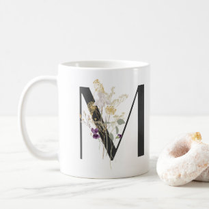 Initial M With Soft colour flower Coffee Mug
