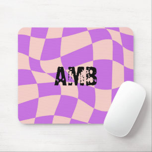 Initial Modern chequered Pink Purple cool Mouse Mat
