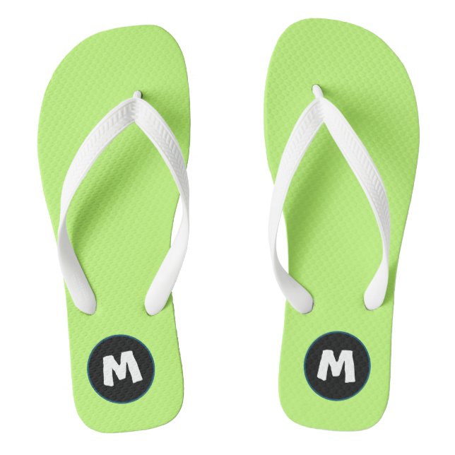 Initial Modern neon l Bright green for teen Flip Flops (Footbed)