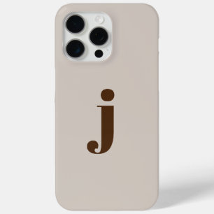Initial Modern Simple Monogram Beige iPhone 15 Pro Max Case