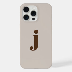 Initial Modern Simple Monogram Beige iPhone 15 Pro Max Case