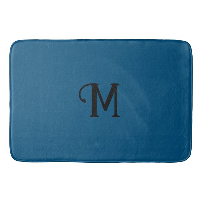 Initial Monogram Agate Blue Jewel Tone Solid Colou Bath Mat (Front)