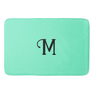 Initial Monogram Aquamarine Jewel Tone Solid Colou Bath Mat
