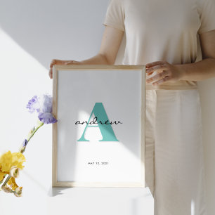 Initial Monogram Baby’s Nursery Child’s Room Poster