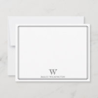 Initial Monogram Black Double Border Professional