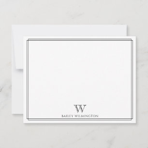 Initial Monogram Black Double Border Professional Card