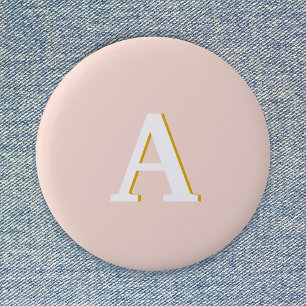 Initial Monogram Blush Pink Vintage Typography 6 Cm Round Badge