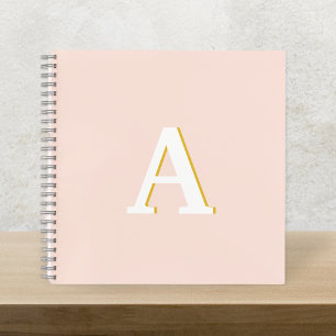 Initial Monogram Blush Pink Vintage Typography Notebook