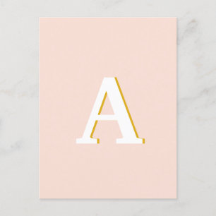 Initial Monogram Blush Pink Vintage Typography Postcard