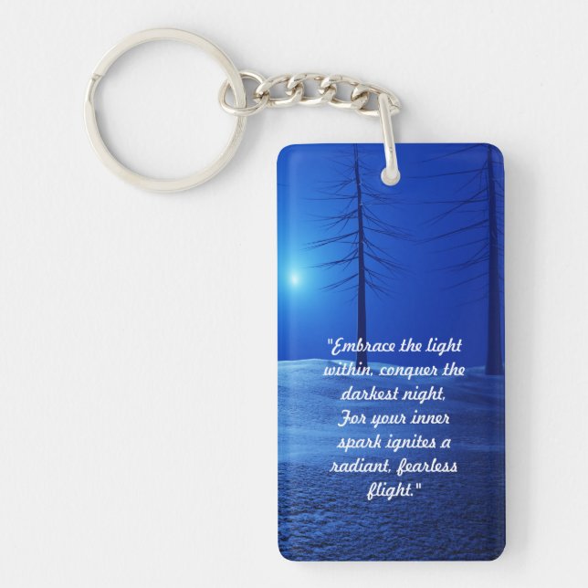 initial monogram boho blue retro forest key ring (Front)
