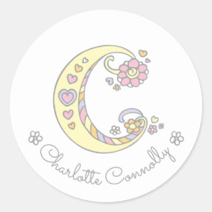 Initial monogram C custom name id name stickers