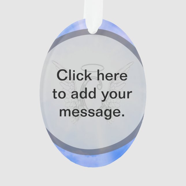 Initial Monogram C With Angel Wings, Halo Clouds Ornament (Back)