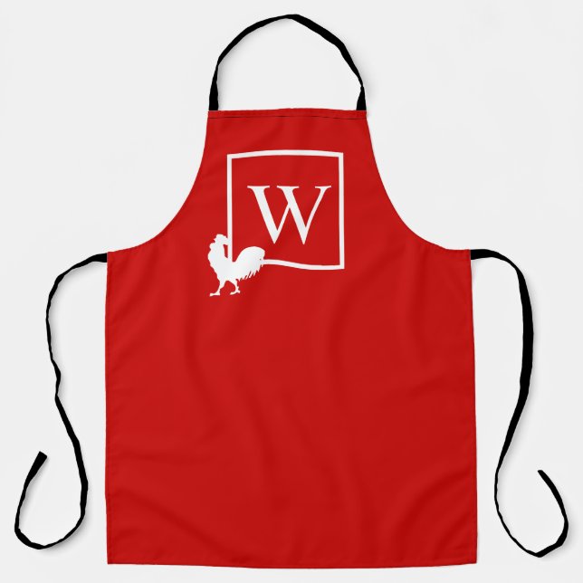 Initial Monogram Chicken Country Kitchen Apron (Front)