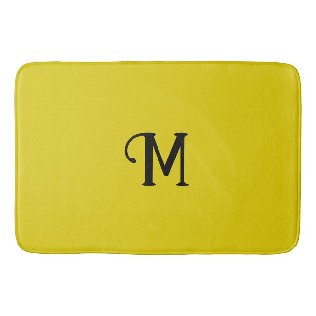 Initial Monogram Citrine Jewel Tone Solid Colour Bath Mat (Front)