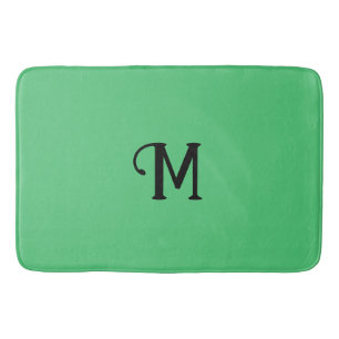 Initial Monogram Emerald Jewel Tone Solid Colour Bath Mat