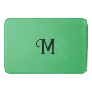 Initial Monogram Emerald Jewel Tone Solid Colour Bath Mat