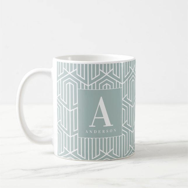 Initial / monogram geometric pattern coffee mug (Left)