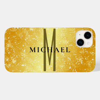 Initial monogram gold colour plain add your name Case-Mate iPhone 14 plus case