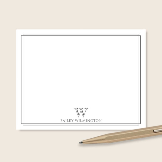 Initial Monogram Grey Double Border Professional Card (Creator Uploaded)
