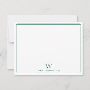 Initial Monogram Hunter Green Modern Border Card