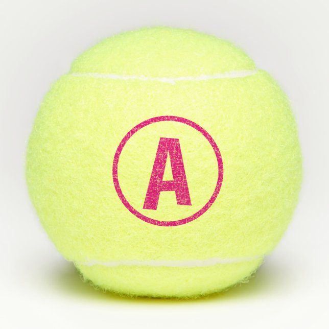 Initial Monogram in Hot Pink Circle - Personalise  Tennis Balls (Front)