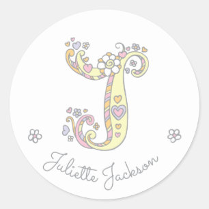 Initial monogram J custom name id name stickers