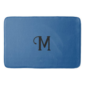 Initial Monogram Lapis Jewel Tone Solid Colour Bath Mat