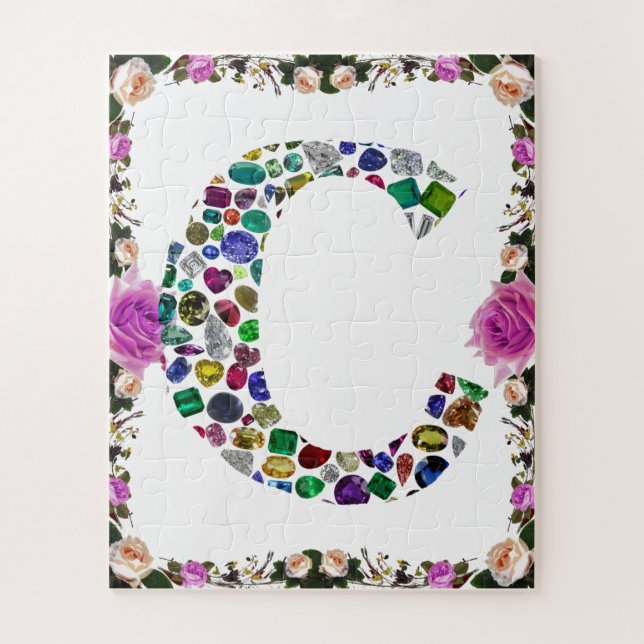 Initial Monogram Letter C Trendy Jigsaw Puzzle (Vertical)