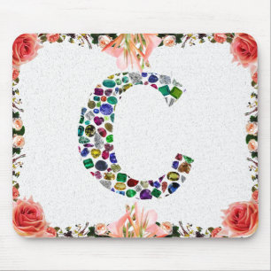 Initial Monogram Letter C Trendy Mouse Mat