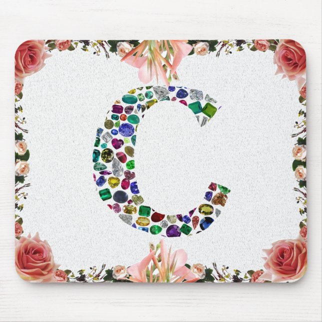 Initial Monogram Letter C Trendy Mouse Mat (Front)
