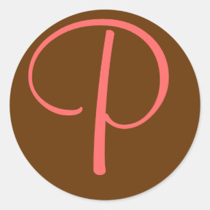 Initial Monogram Letter "P" - Customise Classic Round Sticker