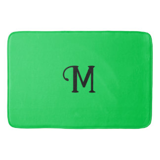 Initial Monogram Malachite Jewel Tone Solid Colour Bath Mat