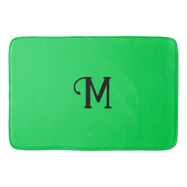 Initial Monogram Malachite Jewel Tone Solid Colour Bath Mat (Front)