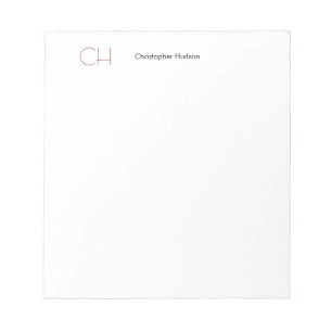 Initial Monogram Modern Minimalist Plain Simple Notepad