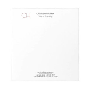 Initial Monogram Modern Minimalist Plain Simple Notepad