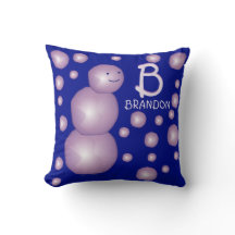 Initial Monogram Name Purple Snowman 3D Balls Dots