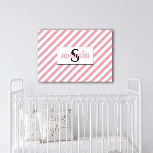 Initial Monogram Name Stretched Canvas Print