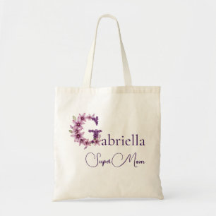 Initial Monogram + Name Super Mum Tote Bag