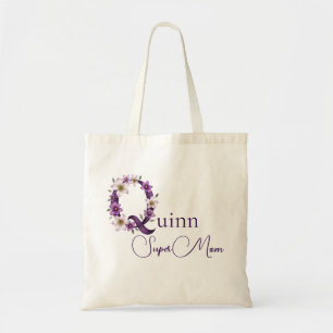 Initial Monogram + Name Super Mum Tote Bag