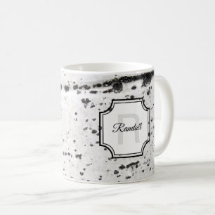 Initial Monogram   Natural White Aspen Bark Photo Coffee Mug